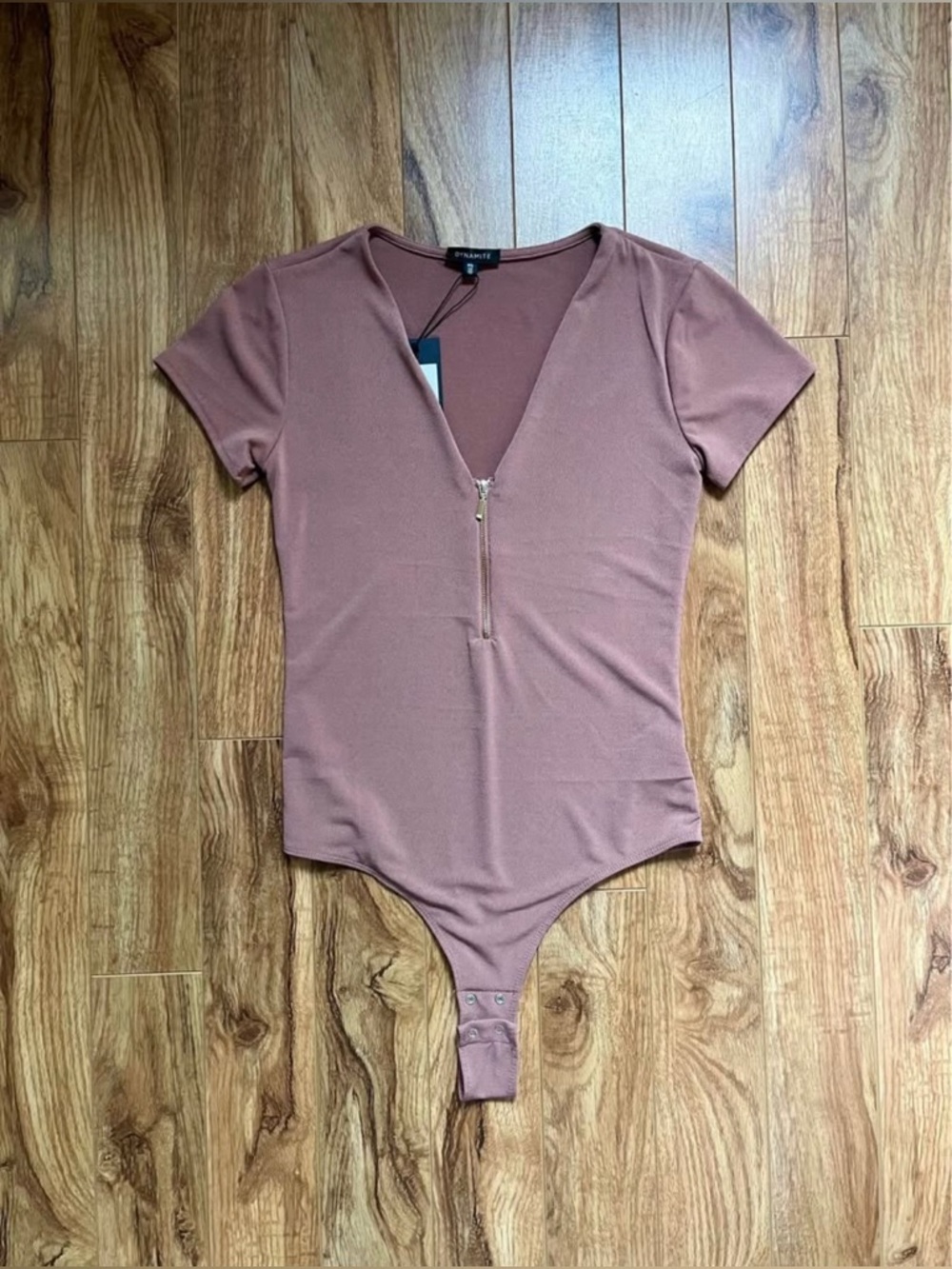 Dynamite Zipper Front Mauve Bodysuit